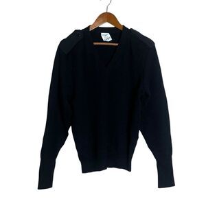 Logistik black 100% wool v neck uniform sweater
